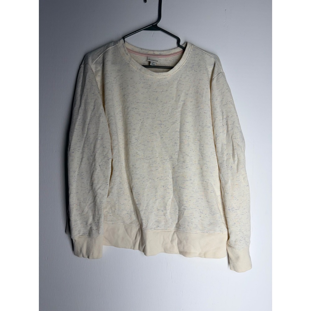 A New Day Cream Confetti Speckle Crewneck Sweatshirt XL Multi Color Pullover